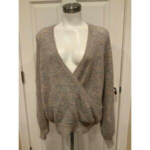 Free People Gray Multicolor W/Deep V-Neck Knit Sweater, Size XS